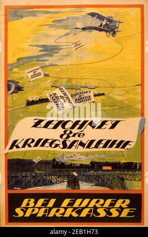 Zeichnet 8te Kriegsanleihe bei Eurer Sparkasse; Abonnieren Sie den 8th Kriegskredit bei Ihrer Sparkasse. 1918 Stockfoto