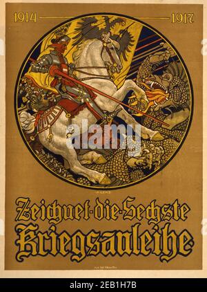 Zeichnet die sechste Kriegsanleihe, 1914-1917; Abonnieren des Kriegsdarlehens von 6th. 1917 Stockfoto