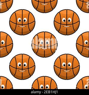 Basketball Nahtloses Muster mit lustigen Bällen für Sport-Design Stock Vektor