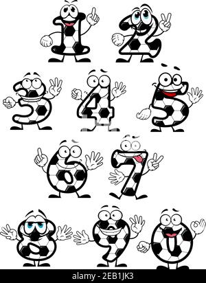 Fußball-Zahlen Cartoon-Figuren in weißem Hintergrund für Sport-Design Stock Vektor