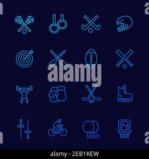 Symbole für dünne Linien für Sportübertragungen eingestellt Stock Vektor