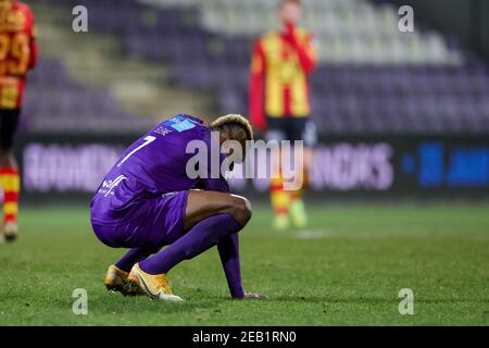 ANTWERPEN, BELGIEN - FEBRUAR 11: Segen Eleke von Beerschot VA während des Croky Cup-Spiels zwischen Beerschot und KV Mechelen im Olympiastadion auf Fe Stockfoto