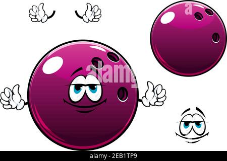 Cartoon glänzend violett Bowling Ball mit Finger Löcher auf einem Seite geeignet für Sport oder Freizeit Design Design Stock Vektor