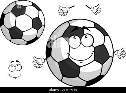Cartoon Fußball oder Fußball Charakter mit klassischen schwarz und Weiße genähte Paneele und eine zweite Variante mit getrennten Elementen Für Sportmannschaften Stock Vektor