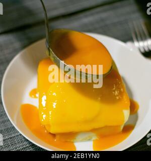 Portugiesisches traditionelles Sandwich Francesinha a moda do Porto mit speziellen Soße Stockfoto