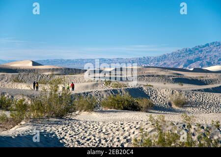 Die Mesquite Flats Sand Dunes am nördlichen Ende des Death Valley National Park, Kalifornien. Stockfoto