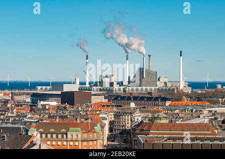 Luftaufnahme über die Stadt Kopenhagen an einem Frühlingstag Stockfoto