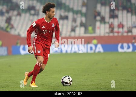 DOHA, KATAR - FEBRUAR 11: Leroy Sané vom FC Bayern München beim FIFA Club World Cup Qatar Finale am 11. Februar 2021 in Doha, Katar. (Foto von Colin McPhedran/MB Media) Stockfoto