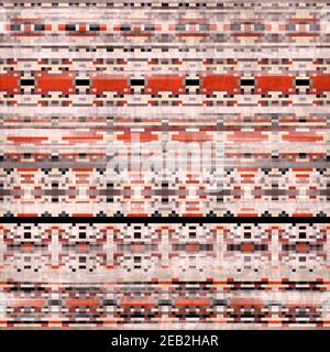 Nahtloser Kelim-Teppich Mit Quadratischen Pixelmustern Stockfoto