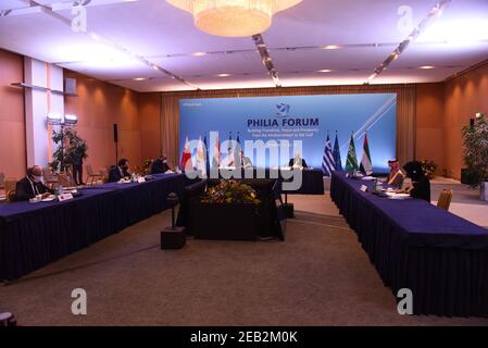 Athen, Griechenland. Februar 2021, 11th. Blick während des Treffens des Philia Forums. (Foto von Dimitrios Karvountzis/Pacific Press) Quelle: Pacific Press Media Production Corp./Alamy Live News Stockfoto