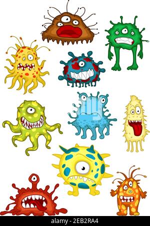 Bunte Cartoon niedlich und unheimlich Monster oder Aliens, isoliert auf weiß. Für Halloween Feiertagsdesign Stock Vektor