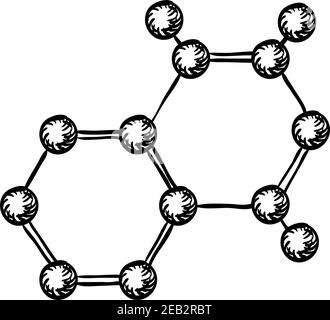 Kugel und Stick molekulares Modell mit Atomen und Bindungen isoliert auf weißem Hintergrund. Für Chemie und Wissenschaft Themen Design, Skizze Stil Stock Vektor