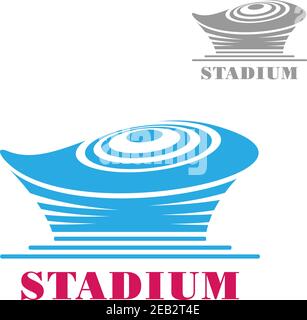 Modernes blaues Stadion oder Arena Gebäude Ikone mit kreisförmigem Dach. Für Sport-Design Stock Vektor