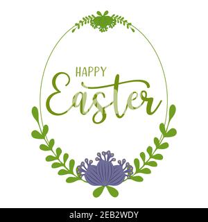 Handgezeichnetes FRÖHLICHES OSTERZITAT als Logo. Beschriftung für Grußkarte, Werbung, Werbung, Poster, Flyer, Banner. Stock Vektor