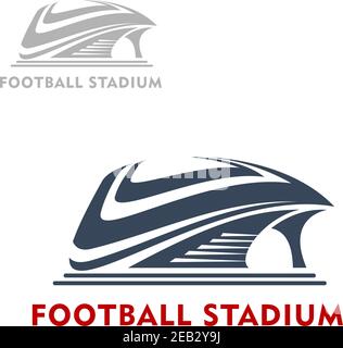 Modernes Stadion-Gebäude Ikone mit dunkelgrauer Silhouette, isoliert auf weiß Stock Vektor