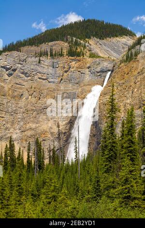 Takakkaw Falls ist ein Wasserfall im Yoho Nationalpark, in der Nähe von Field, British Columbia in Kanada Stockfoto