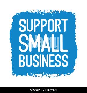 Handskizzierte UNTERSTÜTZUNG KLEINUNTERNEHMEN Angebot. Schriftzug für Banner, Header, Werbung Stock Vektor