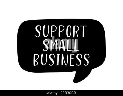 Handskizzierte UNTERSTÜTZUNG KLEINUNTERNEHMEN Angebot. Schriftzug für Banner, Header, Werbung Stock Vektor