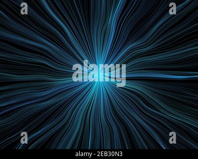 Bunte Partikellinien. Wellig leuchtende blaue Farblinien. 3D Bildwiedergabe Stockfoto