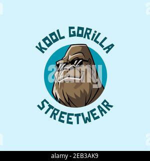Logo für EINE Streetwear Marke mit EINEM coolen Gorilla Stockfoto