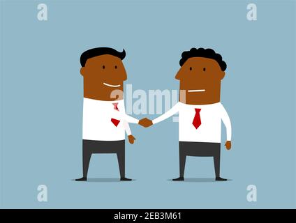 Business Partnerschaft Handshake Konzept mit zwei glückliche Geschäftsleute, die schütteln Hände, um die Unterzeichnung des Geschäfts oder Vertrags zu bestätigen Stock Vektor