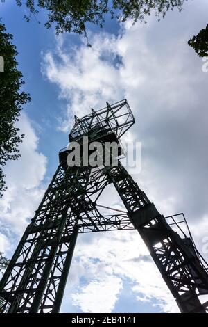 Der Förderturm von Zeche Carl in Heisingen im Ruhrgebiet Stockfoto