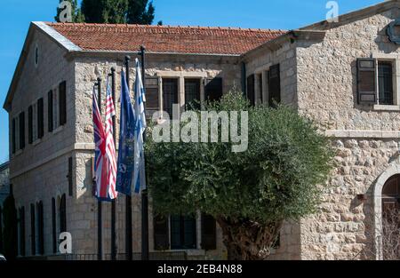 Von außen (durch den Orient Hotel Isrotel Betrieben) bei 3 Emek Refaim Straße in der deutschen Kolonie, Jerusalem, Israel Stockfoto