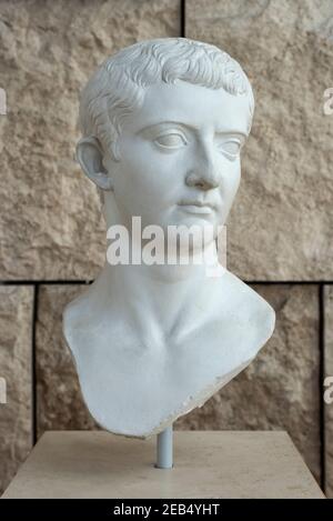 Porträt des römischen Kaisers Tiberius, Ara Pacis Museum, Rom, Italien. Tiberius Caesar Divi Augusti Filius Augustus (42 v. Chr.-37 n. Chr.) 2nd Kaiser der Römer Stockfoto