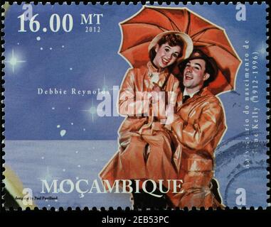 Gene Kelly und Debbie Reynolds auf Briefmarke Stockfoto