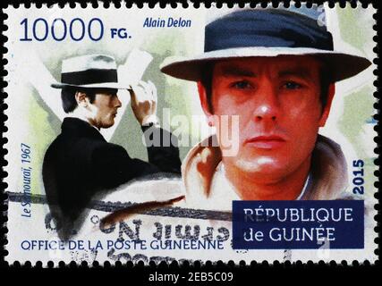 Der junge Alain Delon auf Briefmarke Stockfoto