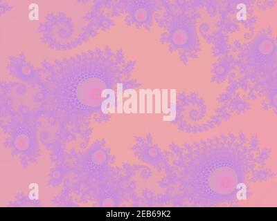 Fraktales Ornament aus Pastellfarben auf einem rosa Hintergrund. Stockfoto