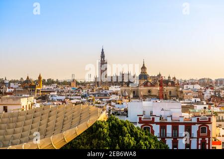 Panorama aus dem Parasol Metropolitan Gebiet in Sevilla, Andalusien, Spanien Stockfoto
