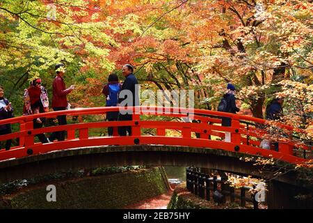 KYOTO, JAPAN - November 25, 2016: die Menschen besuchen Kitano Tenmangu Shrine Gärten in Kyoto, Japan. 19,7 Millionen ausländischen Touristen besucht Japan im Jahr 2015. Stockfoto