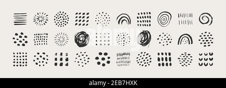 Abstrakte grafische Elemente im Minimal Trendy Style. Vektor-Set von Hand gezeichnete Textur Stock Vektor