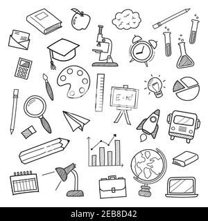 Bildung Symbole Doodle Hand gezeichnet. Vektorgrafik Stock Vektor