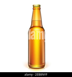 Flasche Bier ohne Etikett. Objekt auf weißem Hintergrund isoliert. Stock Vektor