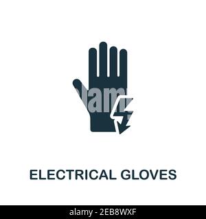 Symbol für elektrische Handschuhe. Einfache Illustration aus der Personenschutzsammlung. Creative Electrical Handschuhe Symbol für Web-Design, Vorlagen Stock Vektor