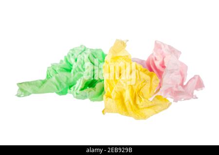 Zerknitterte Seidenpapier isoliert weißen Hintergrund Stockfoto
