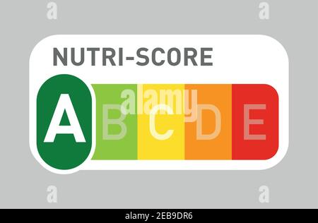 Nutri-Score offizielles Label. Eine Punktzahl. Stock Vektor