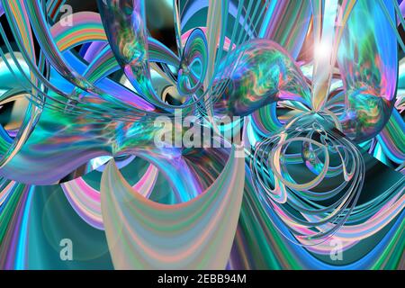 Abstrakter mehrfarbiger irisierender Texturhintergrund. 3D Bild. Stockfoto