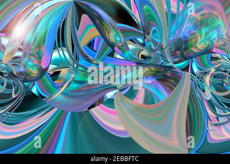 Abstrakter mehrfarbiger irisierender Texturhintergrund. 3D Bild. Stockfoto