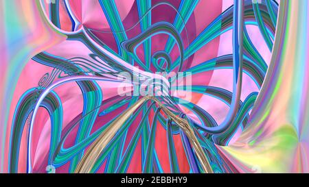 Abstrakter mehrfarbiger irisierender Texturhintergrund. 3D Bild. Stockfoto