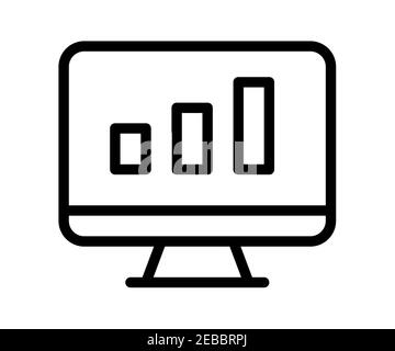 Einzelnes isoliertes Symbol für die Anzeige der Statistik im Dashboard mit Linienstil vektorgrafik Stockfoto