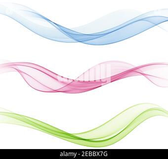 Weiche helle bunte Web-Rand Layout Set von schönen modernen Swoosh Welle Kollektion. Vektorgrafik Stock Vektor