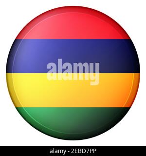 Glaskugel mit Flagge von Mauritius. Runde Kugel, Vorlagensymbol. Mauritisches nationales Symbol. Glänzende realistische Kugel, 3D abstrakter Vektor Stock Vektor