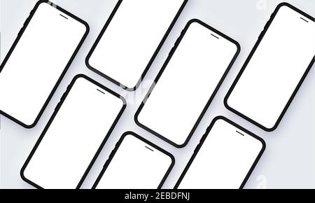 Realistische Handy Neomorphismus Vorlage Mockup Vektor in Perspektive Stock Vektor
