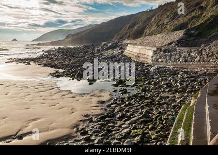 Der Strand von East Portholland Cornwall England Großbritannien Europa Stockfoto