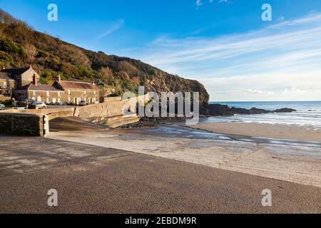 Der Strand von East Portholland Cornwall England Großbritannien Europa Stockfoto