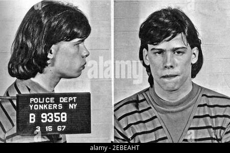 STEVEN TYLER in einem Mugshot der New Yorker Polizei nach seiner Verhaftung wegen Besitzes von Marihuana im März 1967. Später war er Leadsänger bei der Rockgruppe Aerosmith Stockfoto