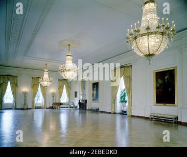 White House Zimmer: Oval Office, Cross Hall, East Room, China Room, Vermeil Room, Monroe (Vertrag) Zimmer, Red Room, State Dining Room, Bibliothek. East Room, White House, Washington, D.C. Stockfoto